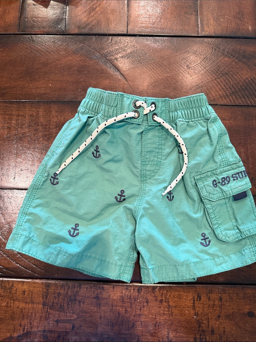 GAP Teal Anchor Cargo Swim Shorts